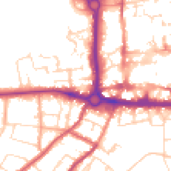 Daytime road noise heatmap for CO3 3EY