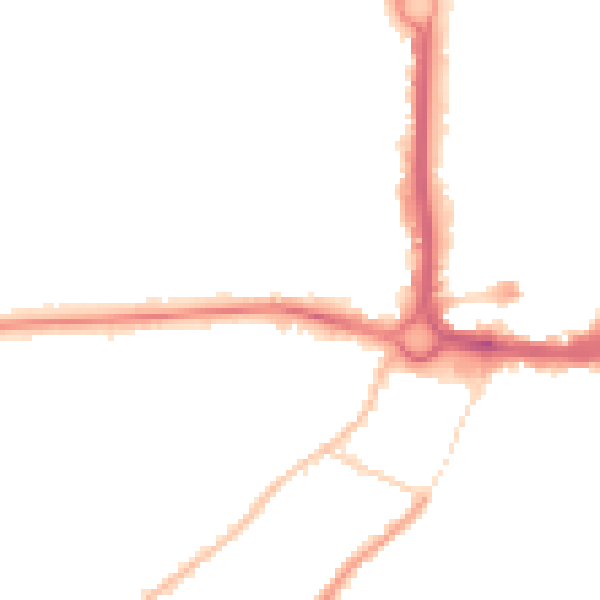 Night-time road noise heatmap for CO3 3HA