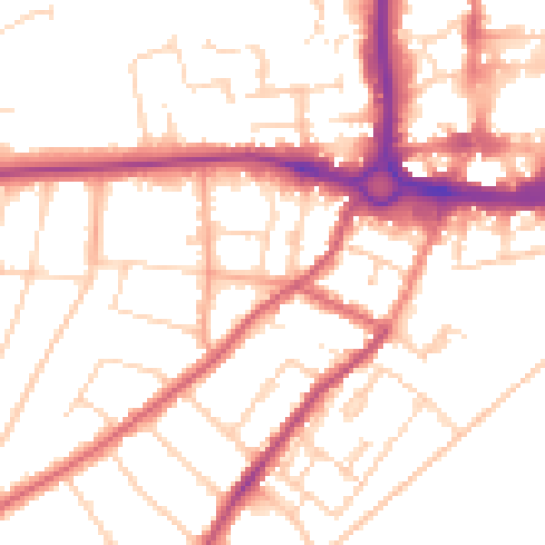 Daytime road noise heatmap for CO3 3JB