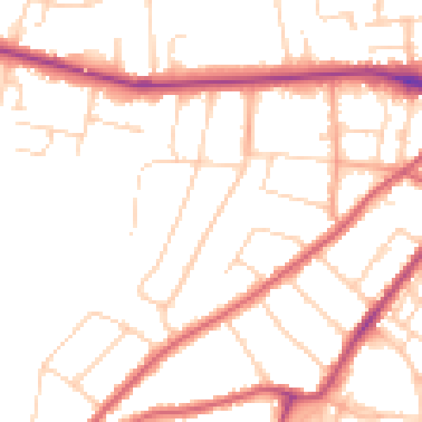 Daytime road noise heatmap for CO3 3NS