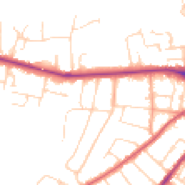 Daytime road noise heatmap for CO3 3NW