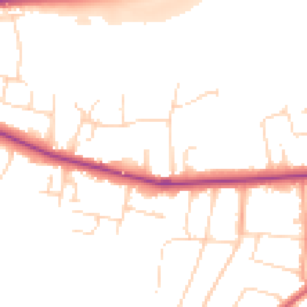 Daytime road noise heatmap for CO3 3QG