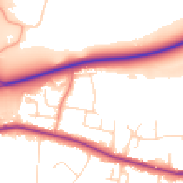 Daytime road noise heatmap for CO3 3RZ