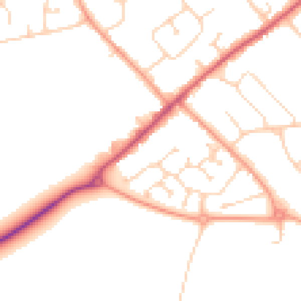 Daytime road noise heatmap for CO3 4BT