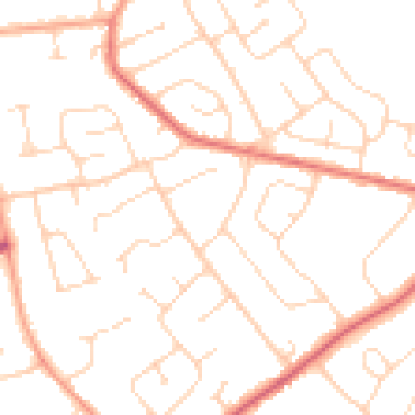 Daytime road noise heatmap for CO3 4BU