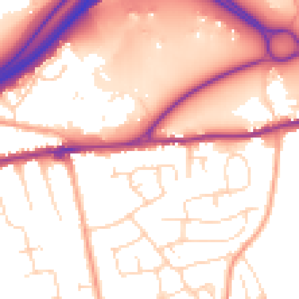 Daytime road noise heatmap for CO3 4DD