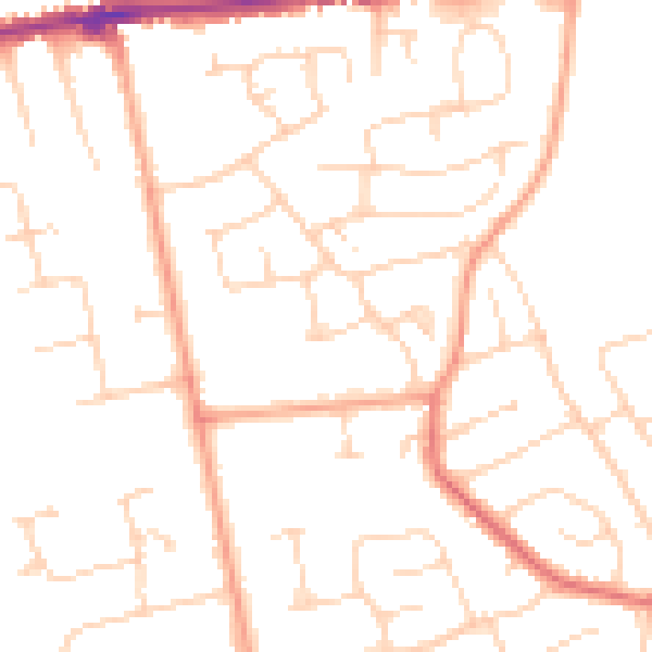 Daytime road noise heatmap for CO3 4JE