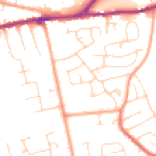 Daytime road noise heatmap for CO3 4JJ