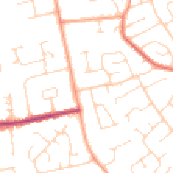 Daytime road noise heatmap for CO3 4JX