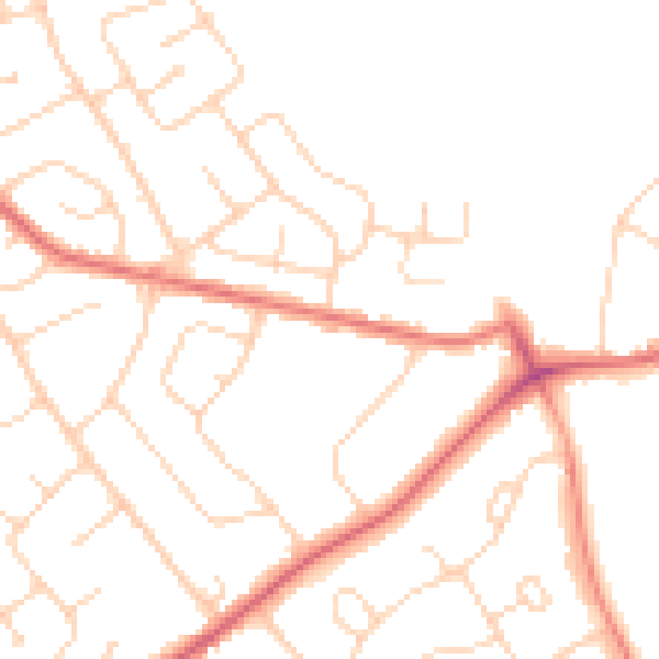 Daytime road noise heatmap for CO3 4NH