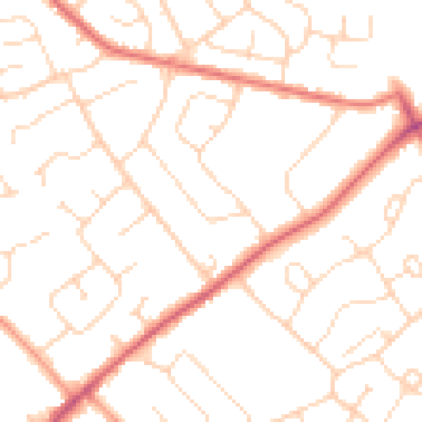 Daytime road noise heatmap for CO3 4NZ