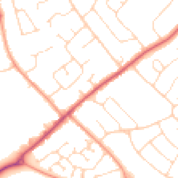 Daytime road noise heatmap for CO3 4RJ