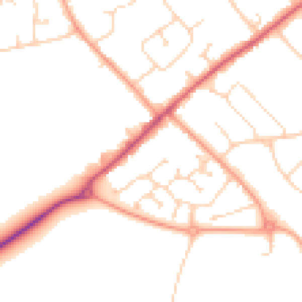 Daytime road noise heatmap for CO3 4RW