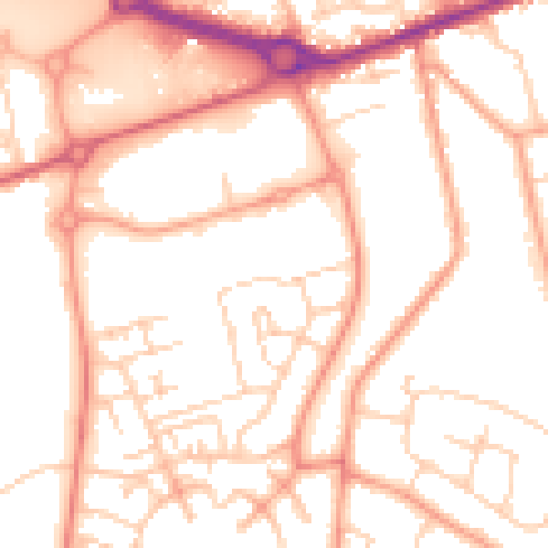 Daytime road noise heatmap for CO3 8BQ