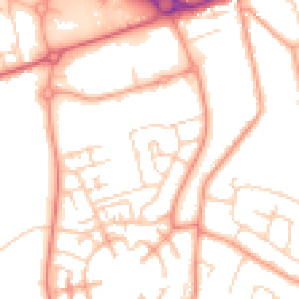 Daytime road noise heatmap for CO3 8BT