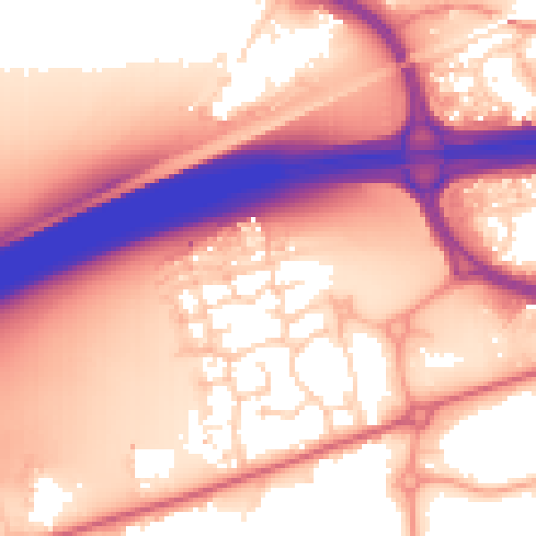 Daytime road noise heatmap for CO3 8BZ