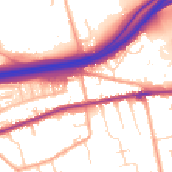 Daytime road noise heatmap for CO3 9AG