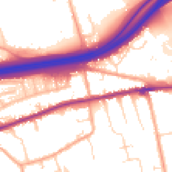 Daytime road noise heatmap for CO3 9AQ