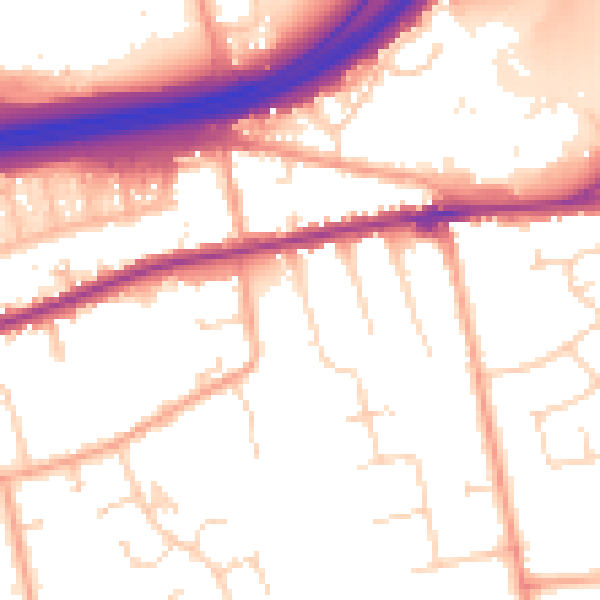 Daytime road noise heatmap for CO3 9BH