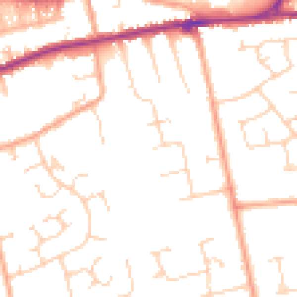 Daytime road noise heatmap for CO3 9BQ