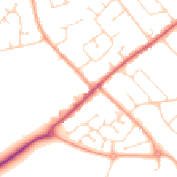 Daytime road noise heatmap for CO3 9FN