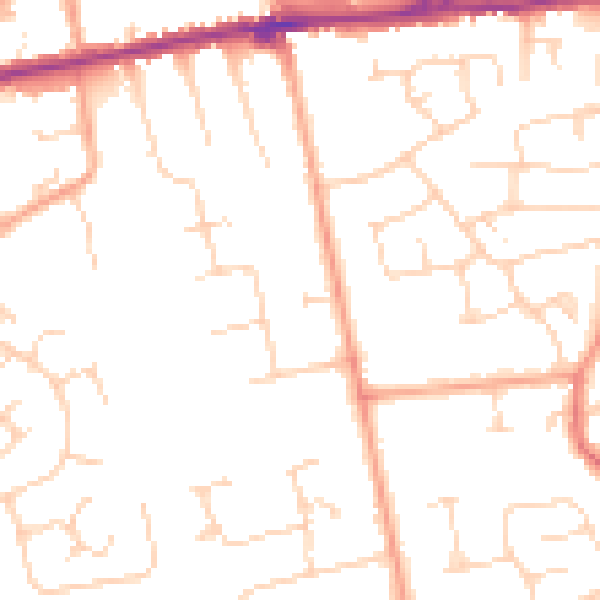 Daytime road noise heatmap for CO3 9GS