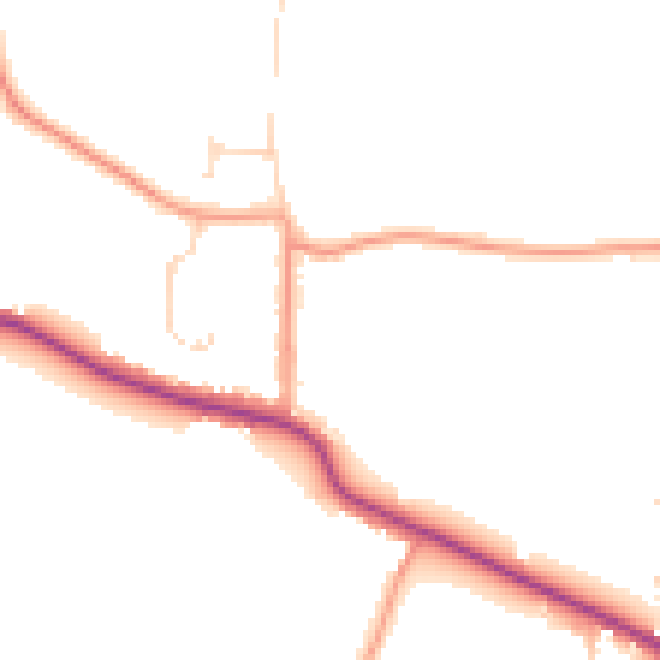 Daytime road noise heatmap for CO3 9UW