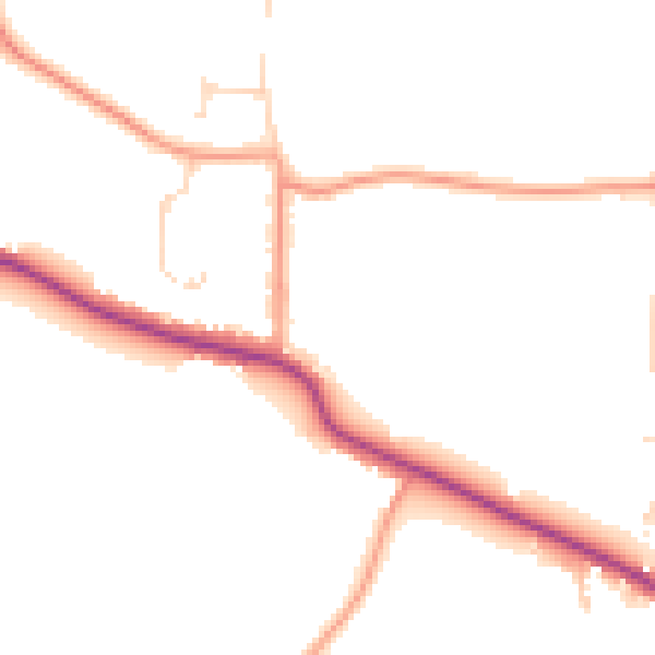 Daytime road noise heatmap for CO3 9UY