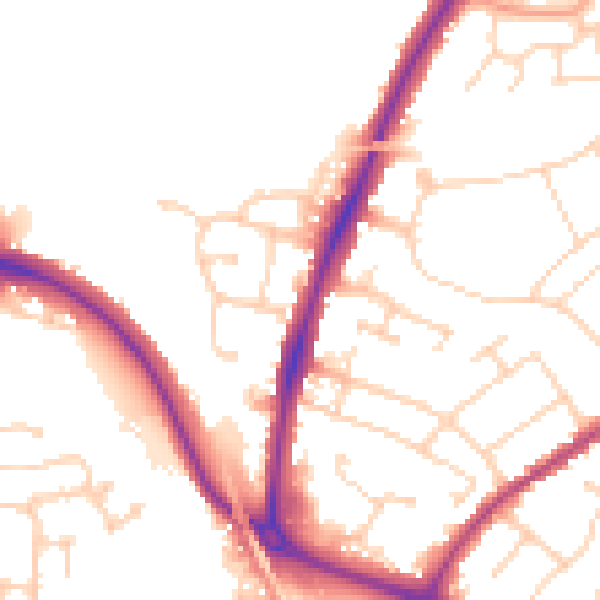 Daytime road noise heatmap for CO4 0AF