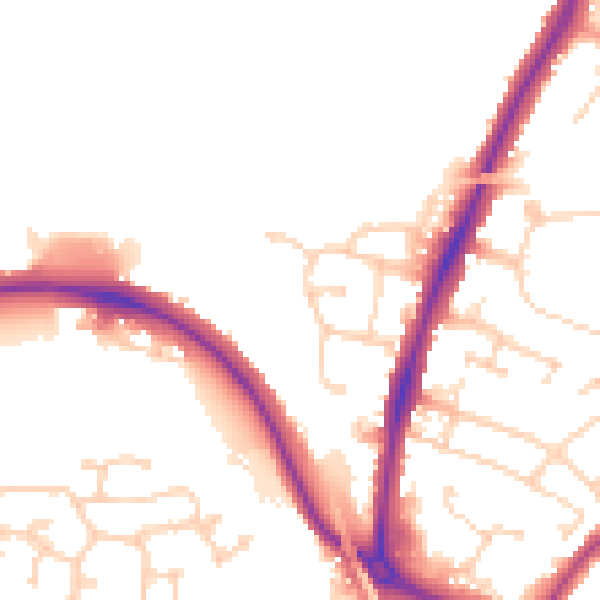 Daytime road noise heatmap for CO4 0AS