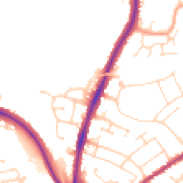 Daytime road noise heatmap for CO4 0AY