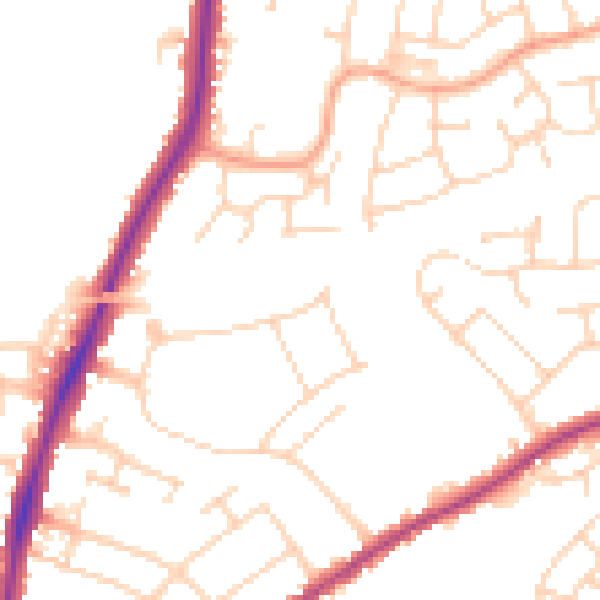 Daytime road noise heatmap for CO4 0DQ