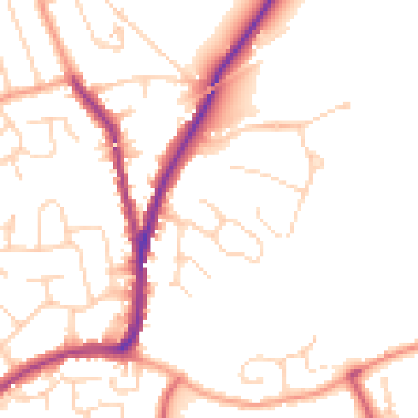 Daytime road noise heatmap for CO4 3UY