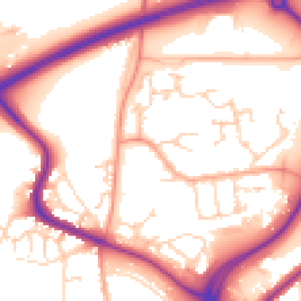 Daytime road noise heatmap for CO4 6BS