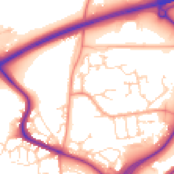 Daytime road noise heatmap for CO4 6DD