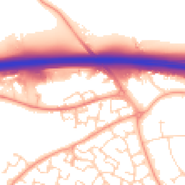 Daytime road noise heatmap for CO4 6DX