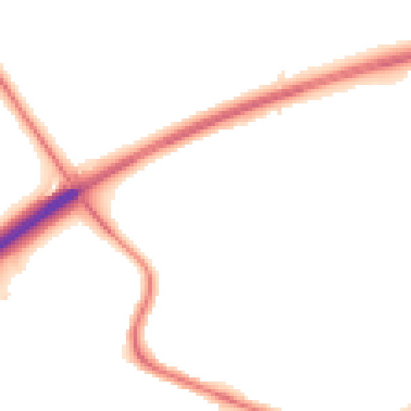 Night-time road noise heatmap for CO4 6EY