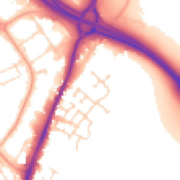 Daytime road noise heatmap for CO4 9BH