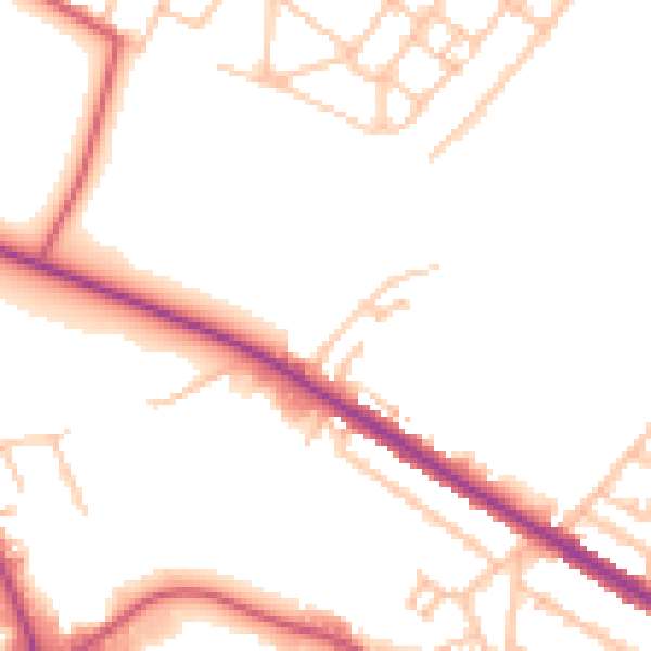 Daytime road noise heatmap for CR0 3AN