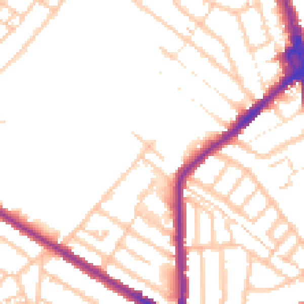 Daytime road noise heatmap for CR0 3BD