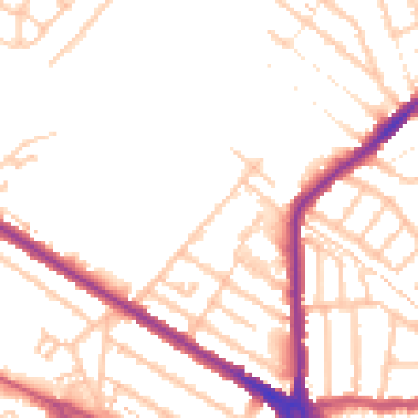 Daytime road noise heatmap for CR0 3BF