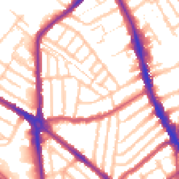 Daytime road noise heatmap for CR0 3EG