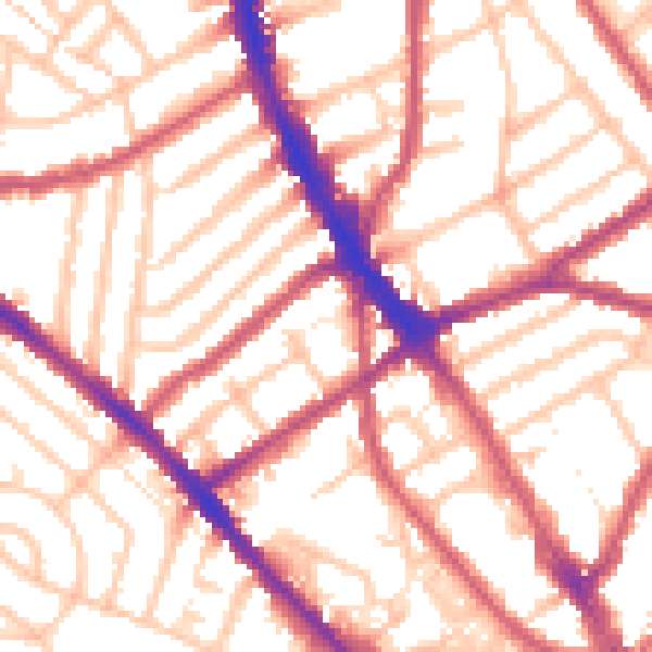 Daytime road noise heatmap for CR0 3LD
