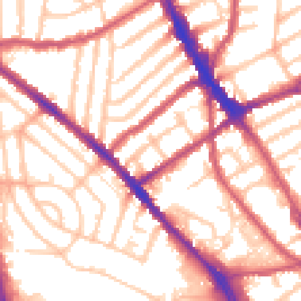Daytime road noise heatmap for CR0 3LW