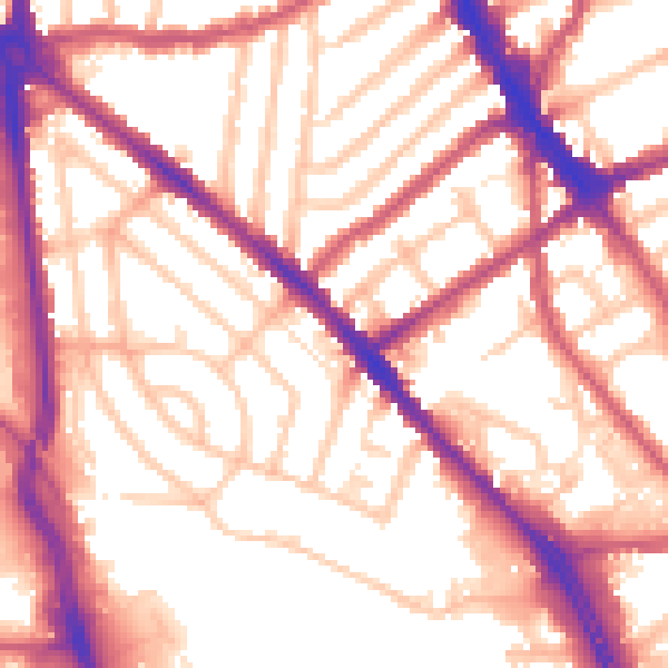 Daytime road noise heatmap for CR0 3NA
