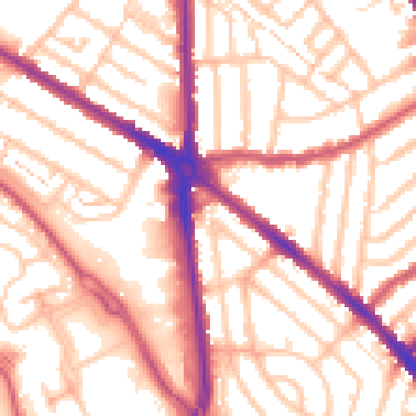 Daytime road noise heatmap for CR0 3NH