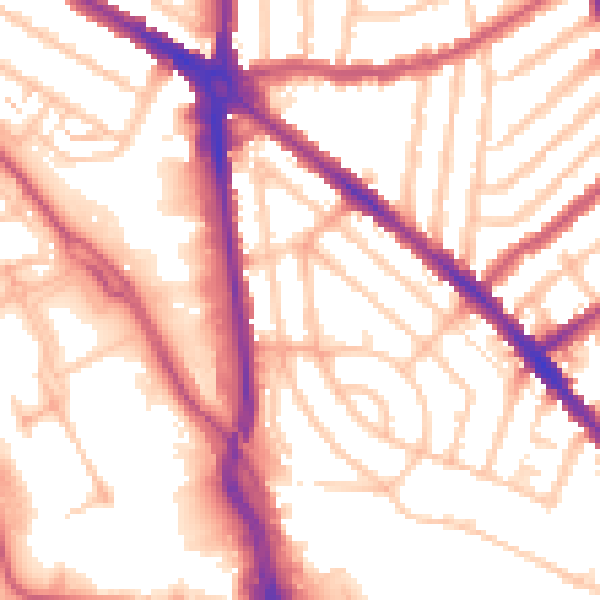 Daytime road noise heatmap for CR0 3NT