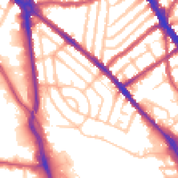 Daytime road noise heatmap for CR0 3NX