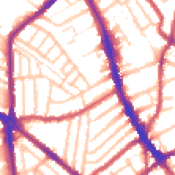 Daytime road noise heatmap for CR0 3QA