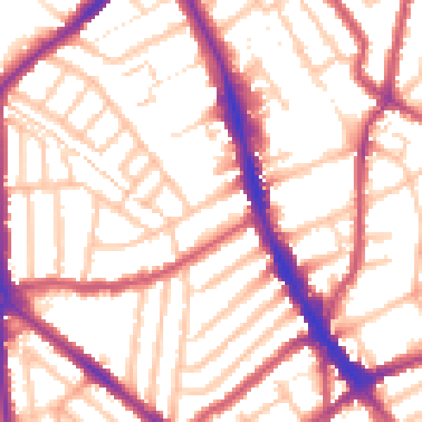 Daytime road noise heatmap for CR0 3QE